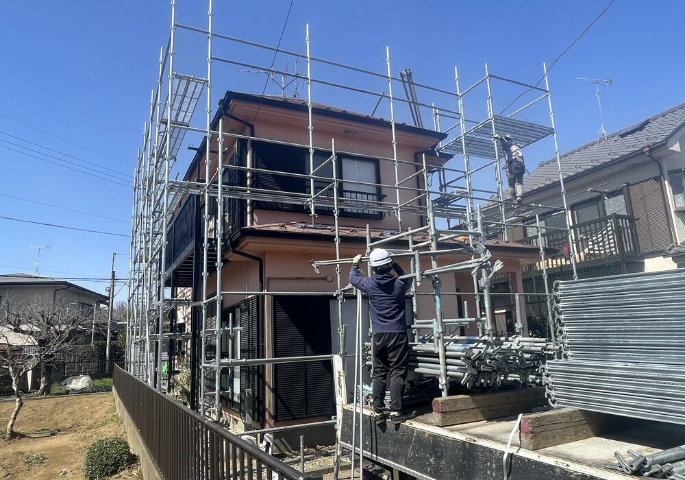 野田市　足場作業風景