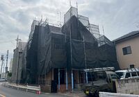 越谷市北川崎　外装リフォーム　足場風景