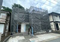 流山市西初石　外壁塗装工事　足場全景