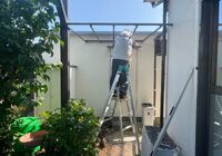 野田市　木間ヶ瀬　物置塗装&テラス屋根造作工事　屋根架台組み