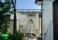 野田市　木間ヶ瀬　物置塗装&テラス屋根造作工事　屋根架台組み-2