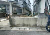 柏市旭町　アパート　駐輪場整備工事　ブロック塀解体　完了