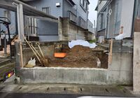柏市旭町　アパート　駐輪場整備工事　擁壁解体後