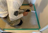流山市三輪山　戸建て　浴室用床シート貼り　端部シーリング処理